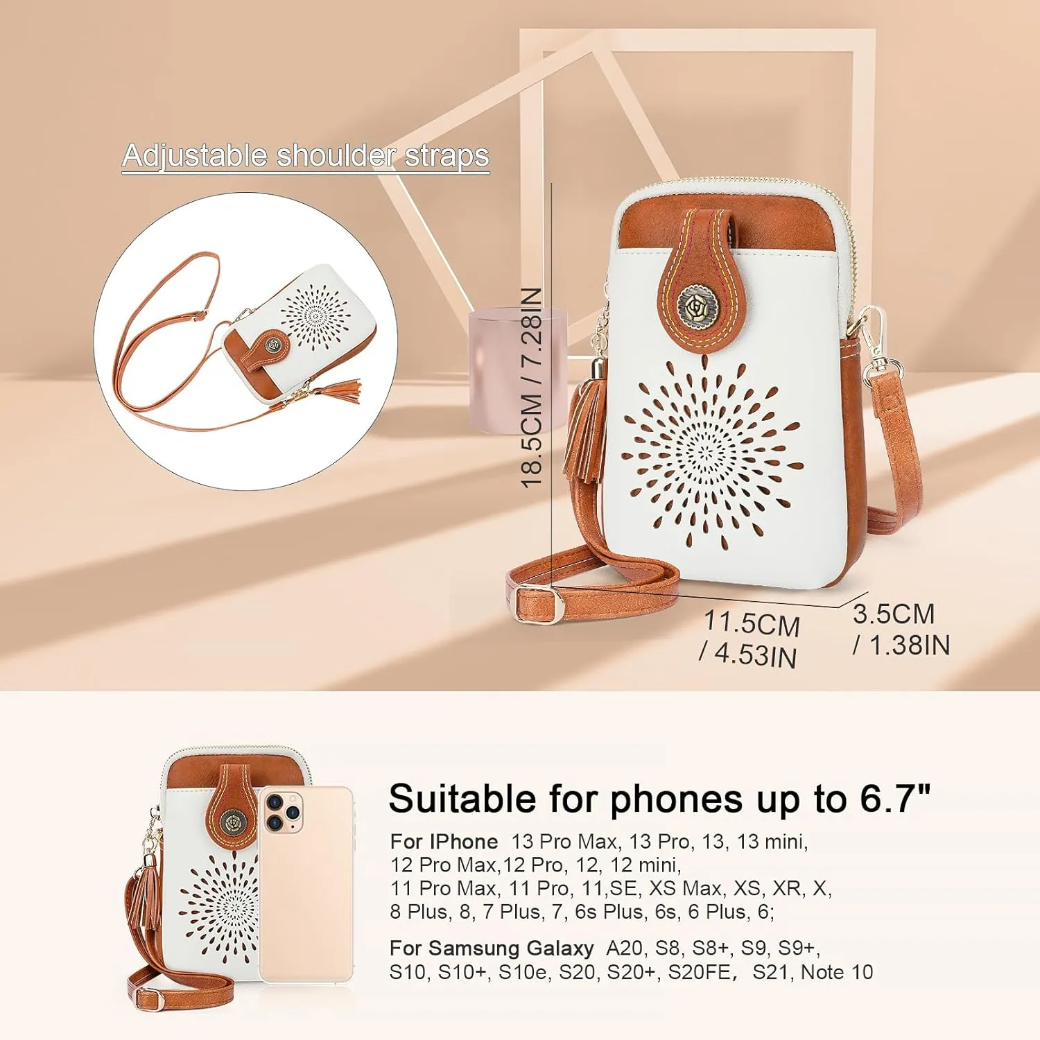 APHISON Small Crossbody Bags for Women, Lightweight Vegan Leather Cell Phone Purse, Cute Purses with Tassels