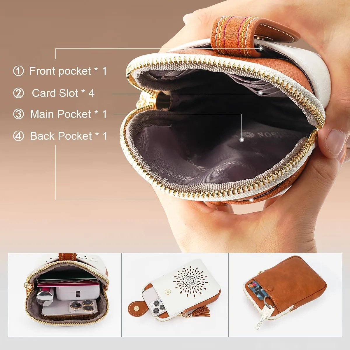 APHISON Small Crossbody Bags for Women, Lightweight Vegan Leather Cell Phone Purse, Cute Purses with Tassels