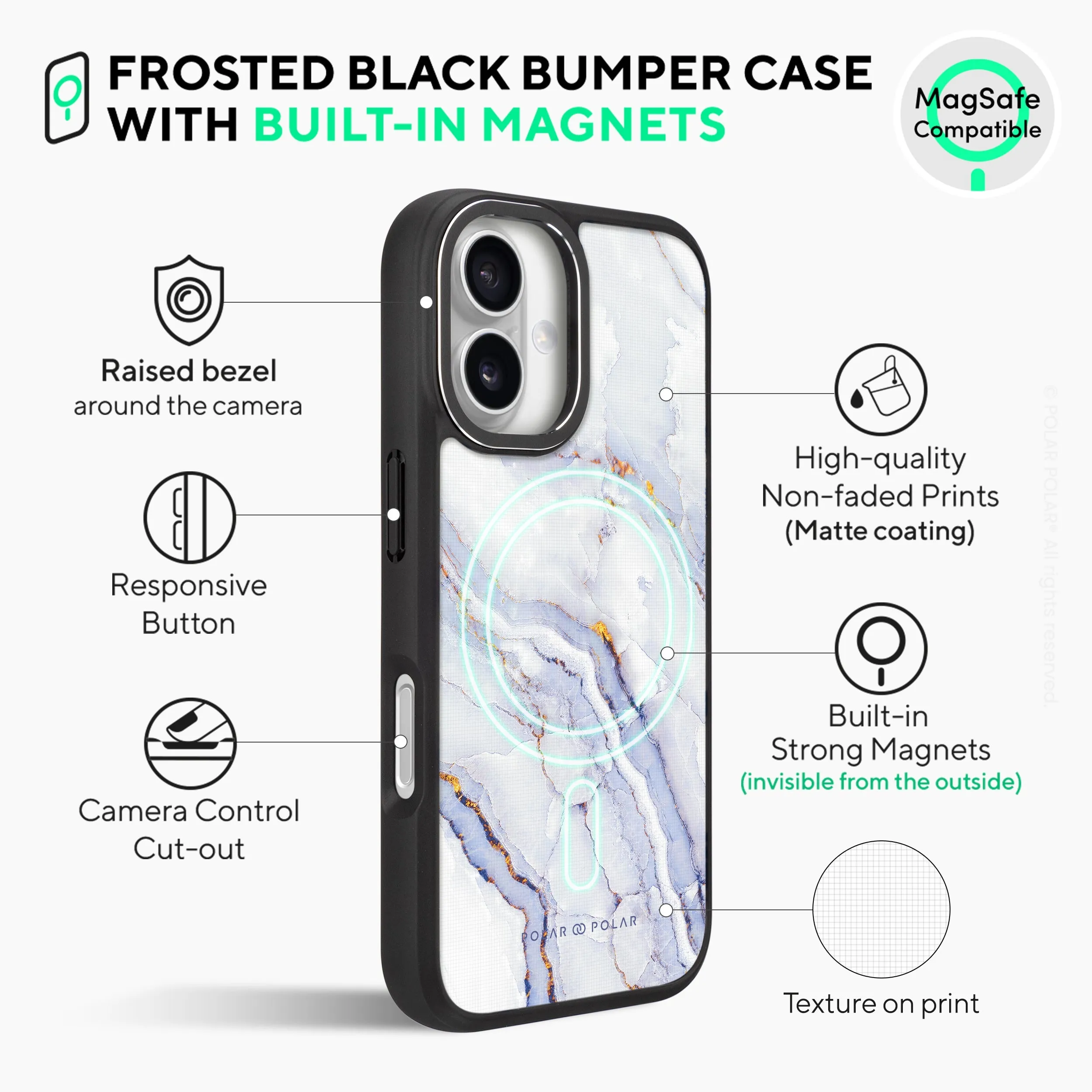 Arctic Ocean - iPhone 16 Plus Frosted Black Bumper MagSafe Case