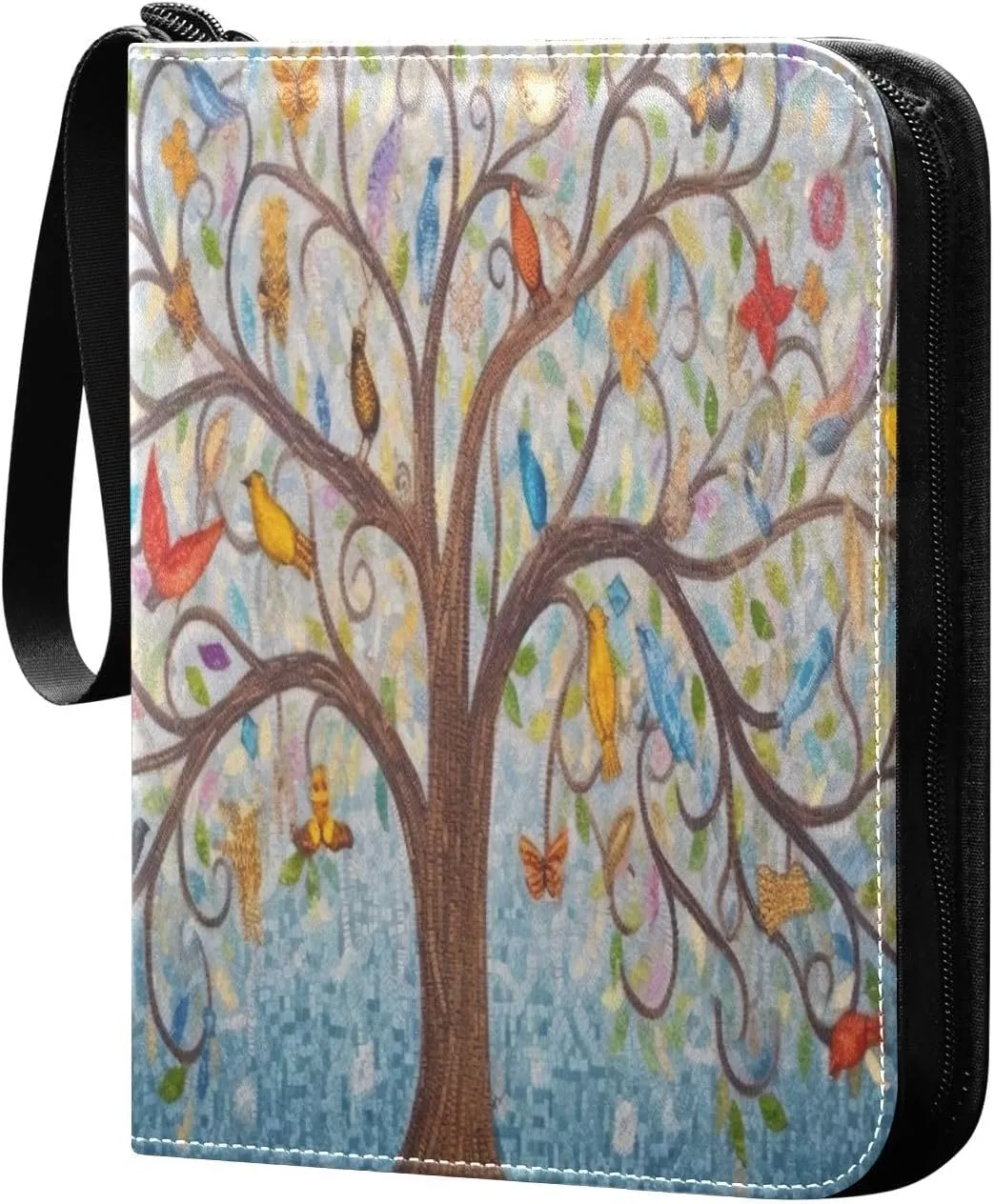 Art Tree Oil Painting Card Binder 4 Pocket Trading Card Album Fits 400 Sports/Game Cards, PU Cover 3 Ring Card Collection with 50 Removable Sleeves