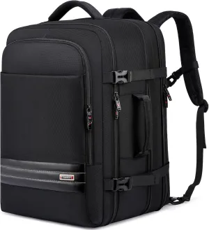 Asenlin Travel Backpack for Women Men，40L-50L Expandable Carry on Backpack，17 Inch Water Resistant Laptop Backpack for Weekender Overnight Extre Large Backpack-Black