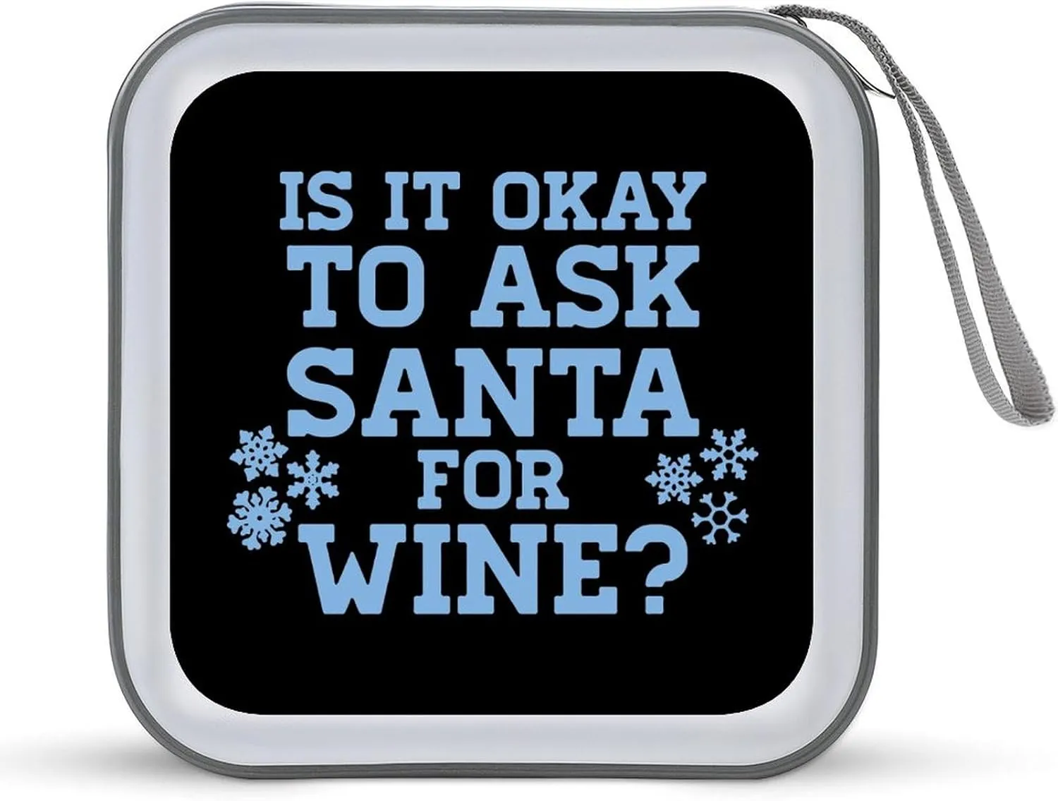 Ask Santa For Wine DVD Case Portable 40 Capacity CD Disc Collection Large Storage Disc Wallet Bag