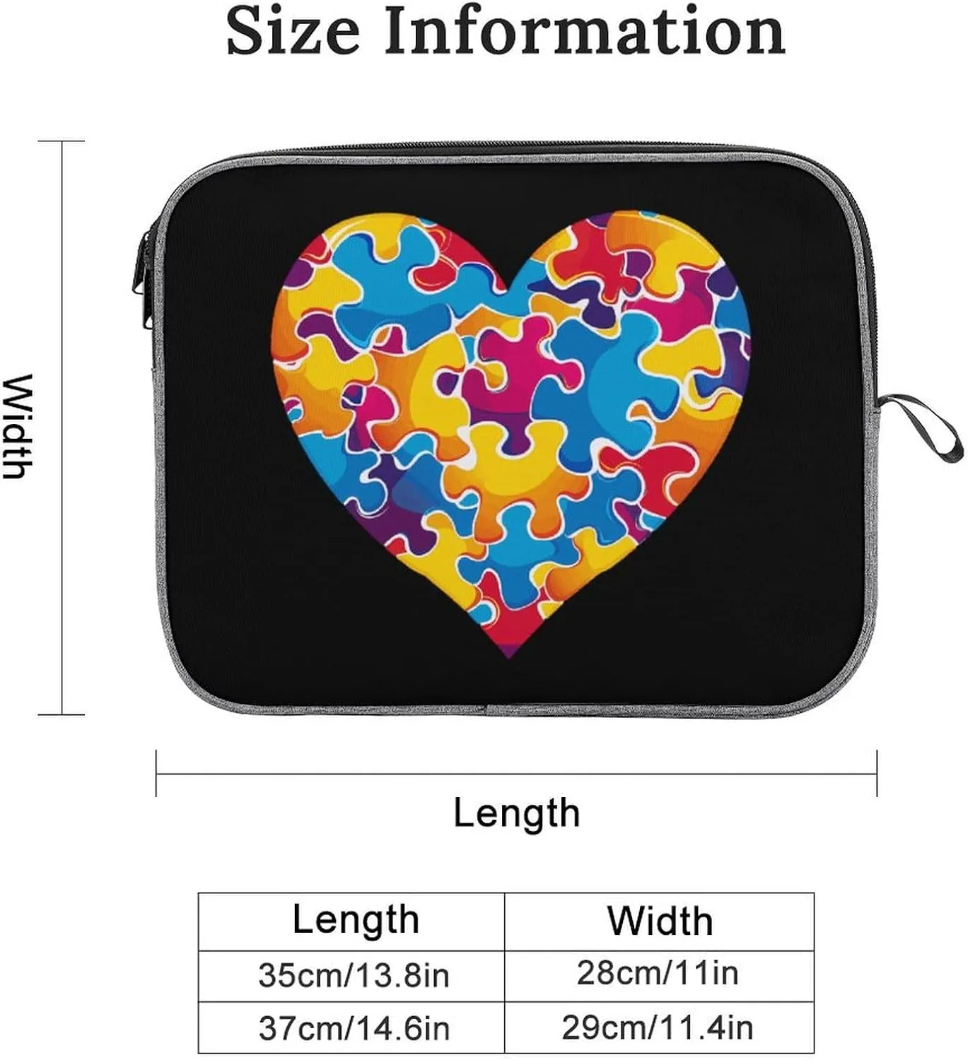 Autism Awareness Heart Laptop Bag Protective Laptop Sleeve Bag Briefcase Carrying Case Handbags for Men Women