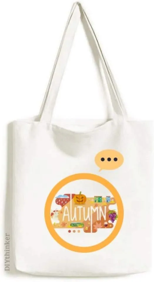 Autumn Season Illustration Expression Gift Sack Canvas Tote Shoulder Bag