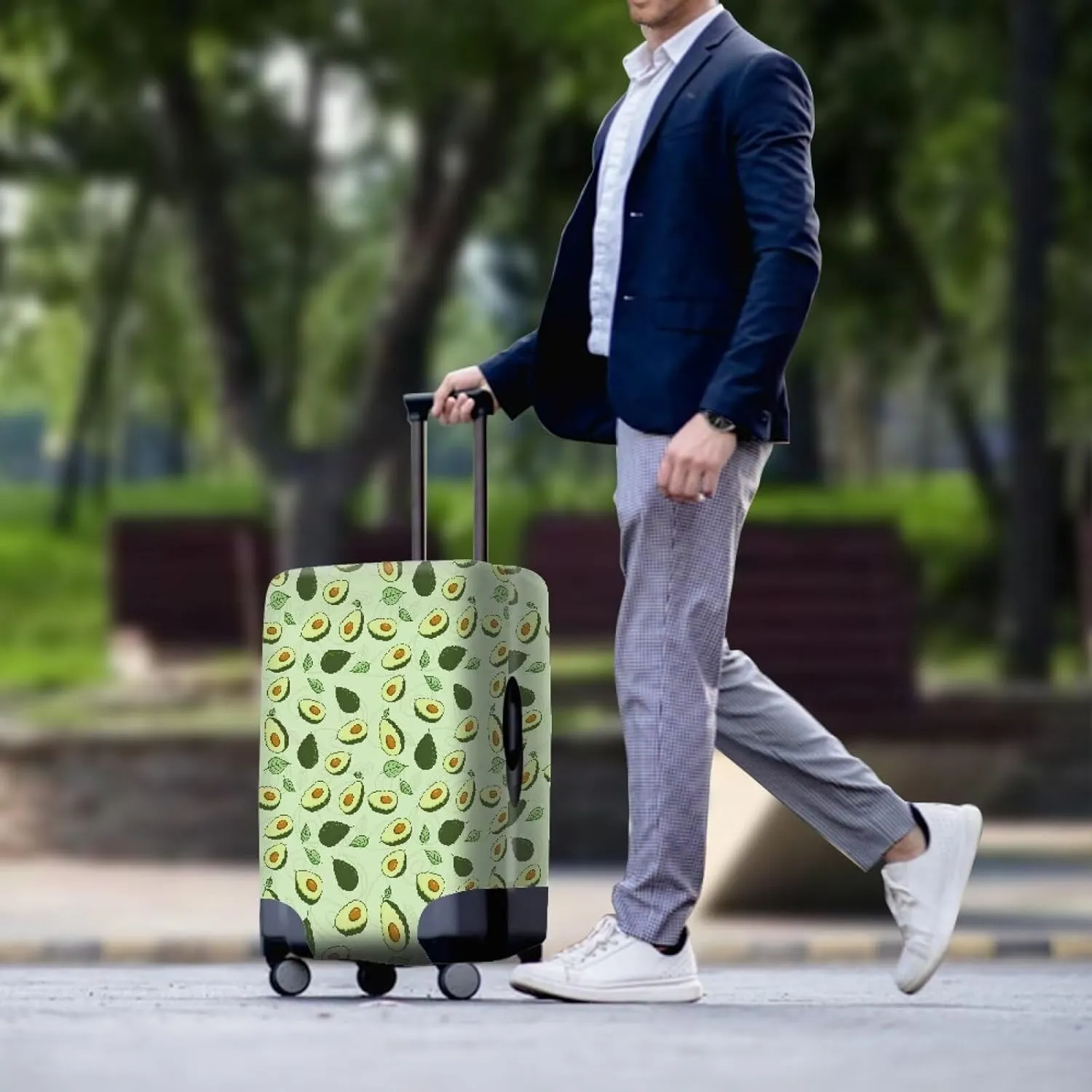 Avocado Pattern Travel Luggage Cover Suitcase Protector Fits 22-24 Inch Luggage, Polyester and Spandex Suitcase Protector Cover Washable Luggage Covers