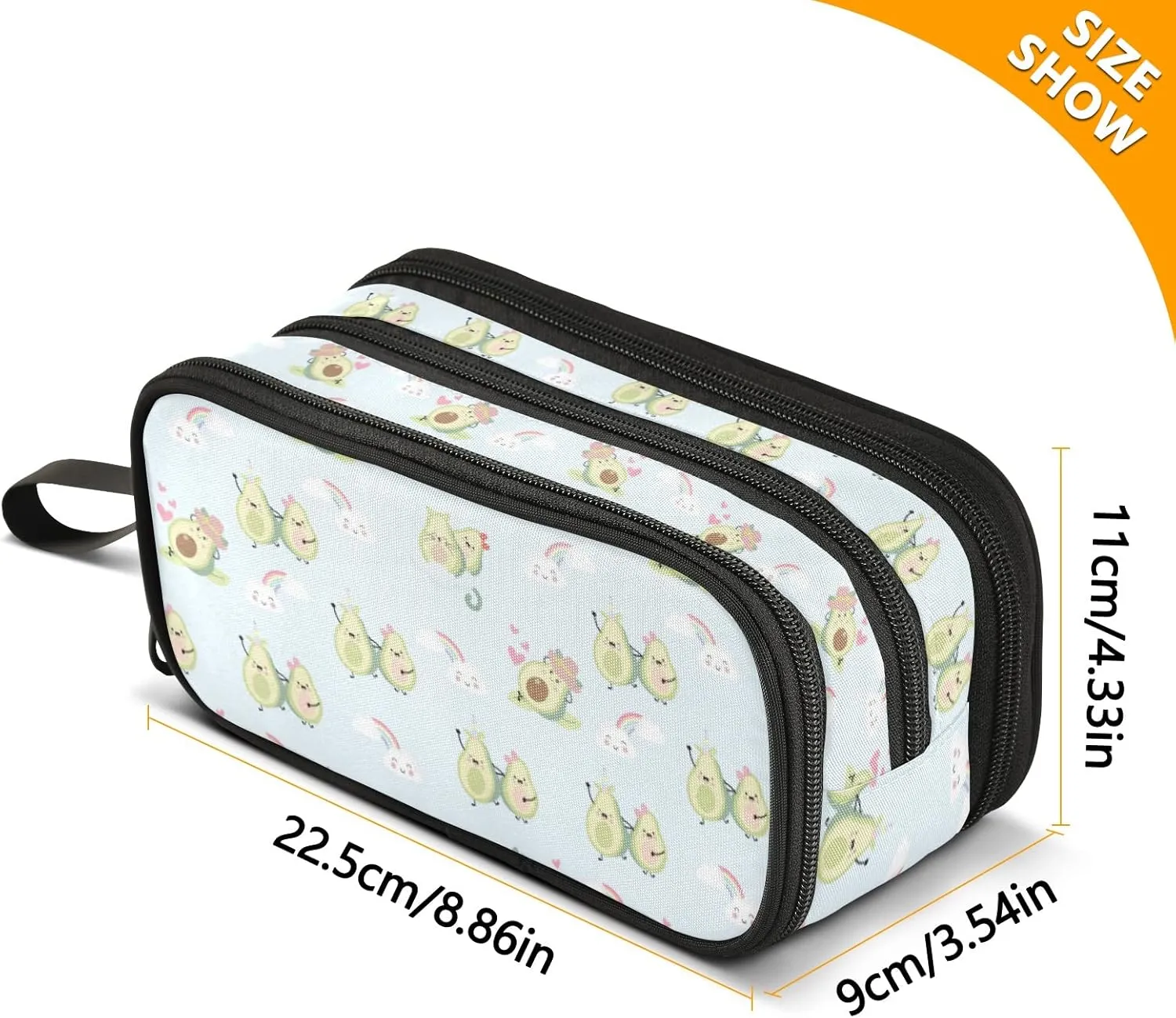 Avocado Pencil case large capacity pencil pouch with 3 compartments pen bag for School Teen Girl Boy Men Women