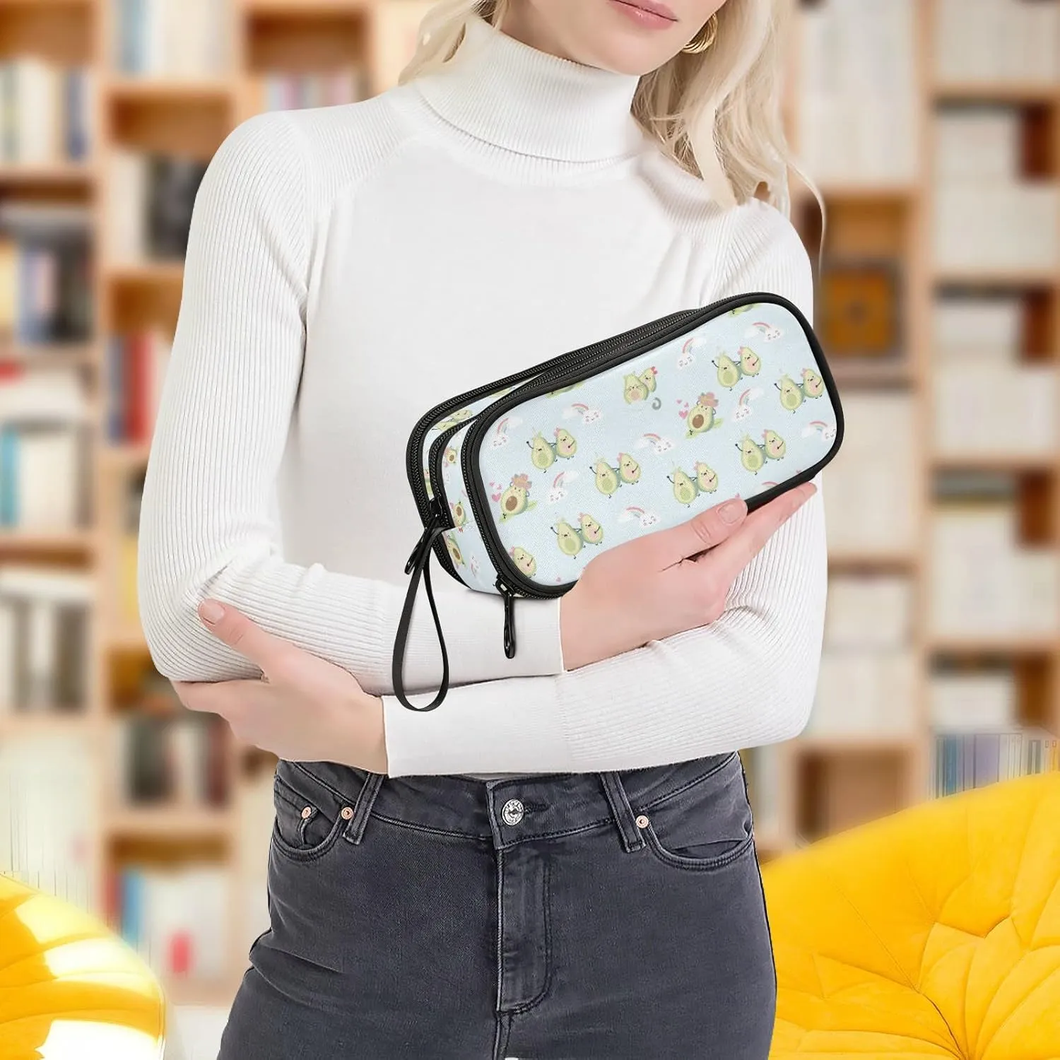 Avocado Pencil case large capacity pencil pouch with 3 compartments pen bag for School Teen Girl Boy Men Women