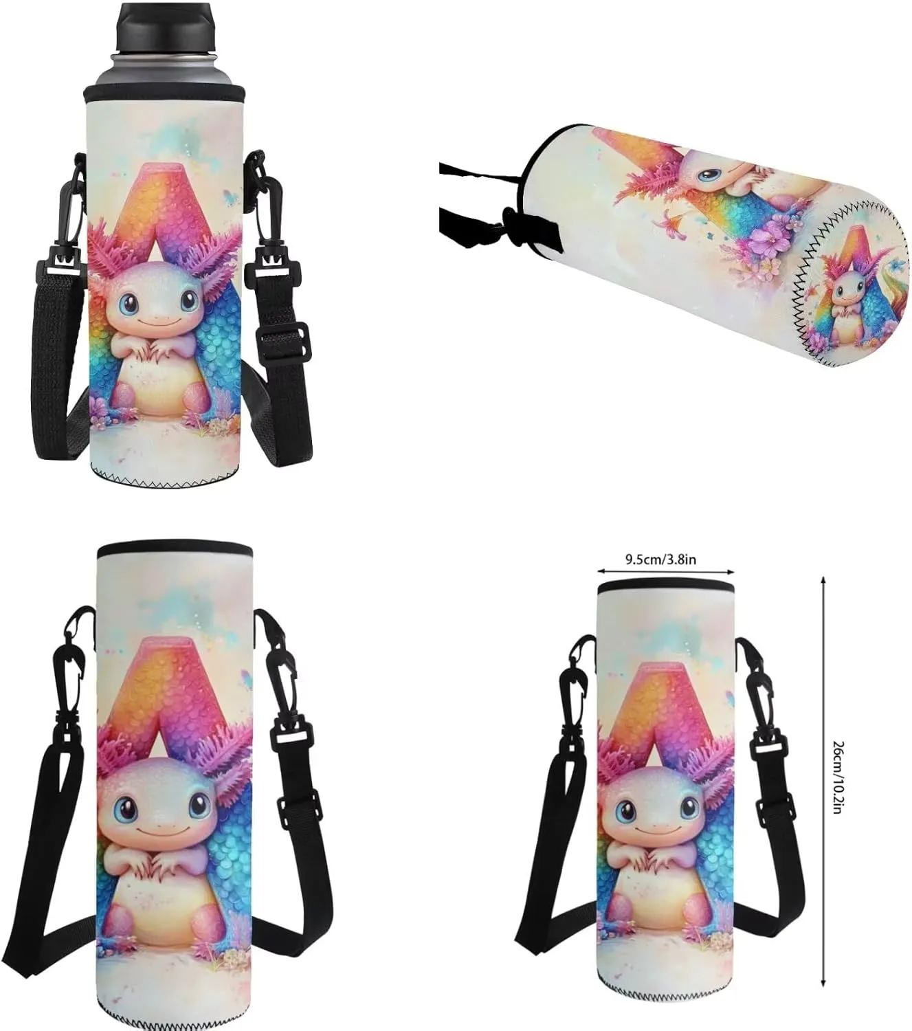 Axolotl Backpack for Kindergarten Girls Letter Bookbag for Girls with Lunch Box Cute Schoolbag Bag Pack Back to School Daycare Rucksack Satchel