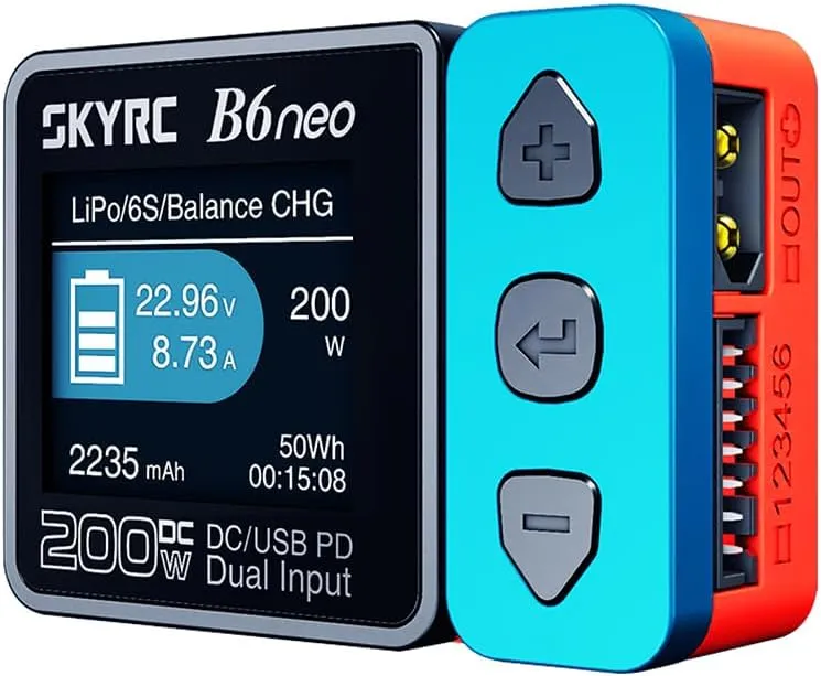 B6 neo B6neo 200W Smart Charger PD 80W for RC Helicopter, Aircraft Li-Polymer/Life/Li-Ion/NiMH/NiCd/Lead Batteries (Crimson Sky)