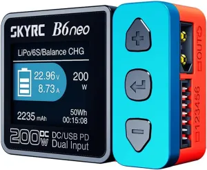 B6 neo B6neo 200W Smart Charger PD 80W for RC Helicopter, Aircraft Li-Polymer/Life/Li-Ion/NiMH/NiCd/Lead Batteries (Crimson Sky)