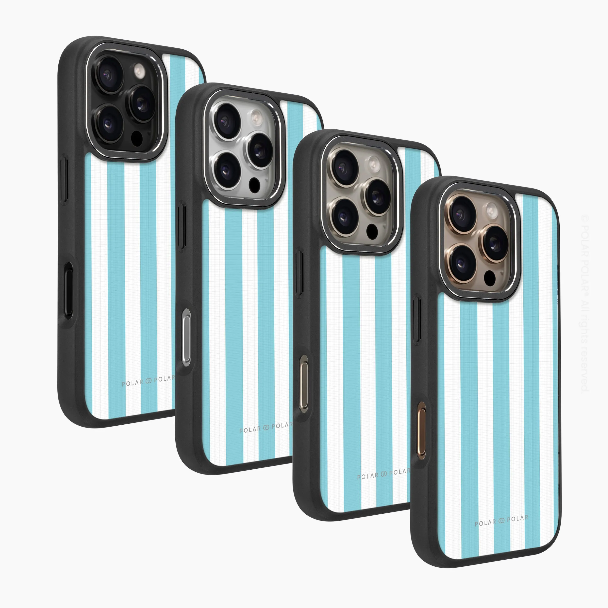 Baby Blue Stripe - iPhone 16 Pro Max Frosted Black Bumper MagSafe Case