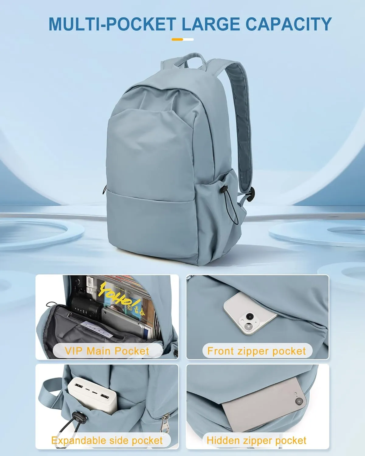 Backpack For Women Aesthetic Blue Backpack For Men Lightweight Gym Backpack Bag Casual Daypack Laptop Backpack College