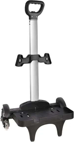 Backpack Trolley, Wheeled Trolley Aluminium Alloy Foldable Hand Cart with Border Base 6 Wheels Rolling Luggage Carts for Kids Teens Adult School Travel (6 Wheels with Edge Guard)