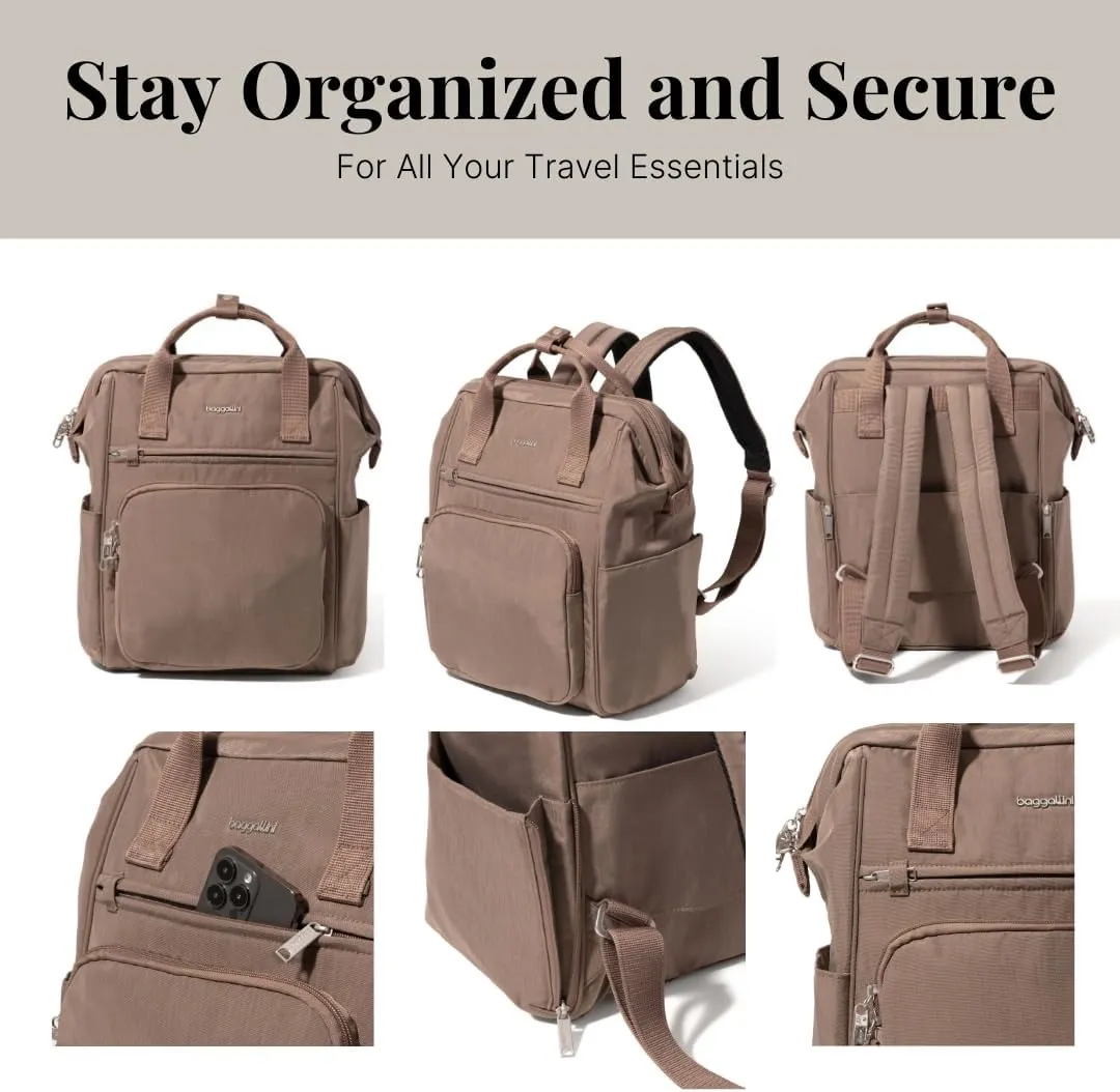 Baggallini Securtex Anti-Theft Windsor Backpack for Travel, Work & Collage, RFID & Locking Zipper, Up to 16" Laptop