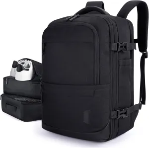 BAGSMART 40L Black Travel Laptop Backpack with Packing Cubes and Shoe Bag