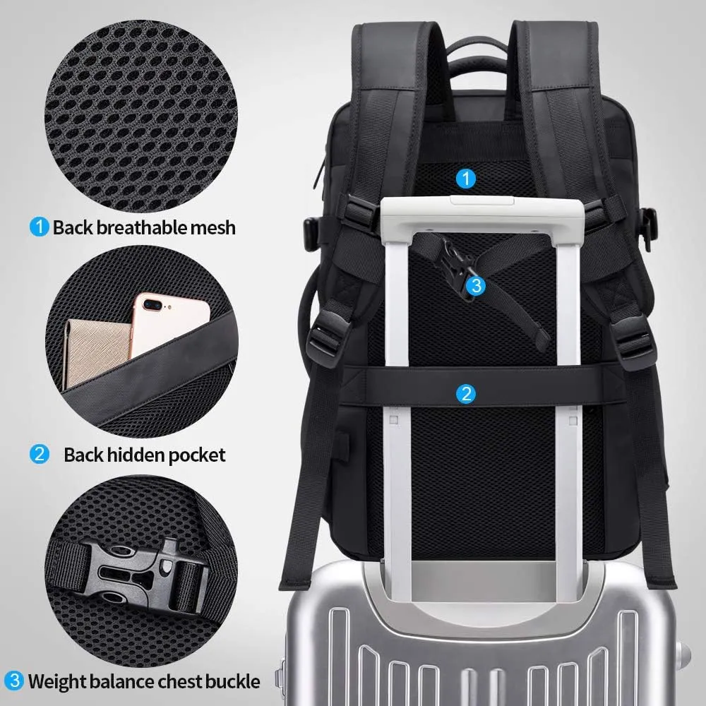 BANGE 45L Expandable Backpack, Water Resistant, Suitable for Travel, College Laptop Backpack for Men & Women