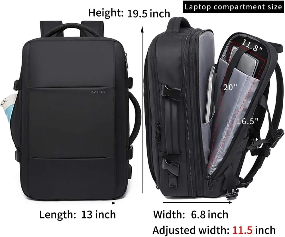 BANGE 45L Expandable Backpack, Water Resistant, Suitable for Travel, College Laptop Backpack for Men & Women