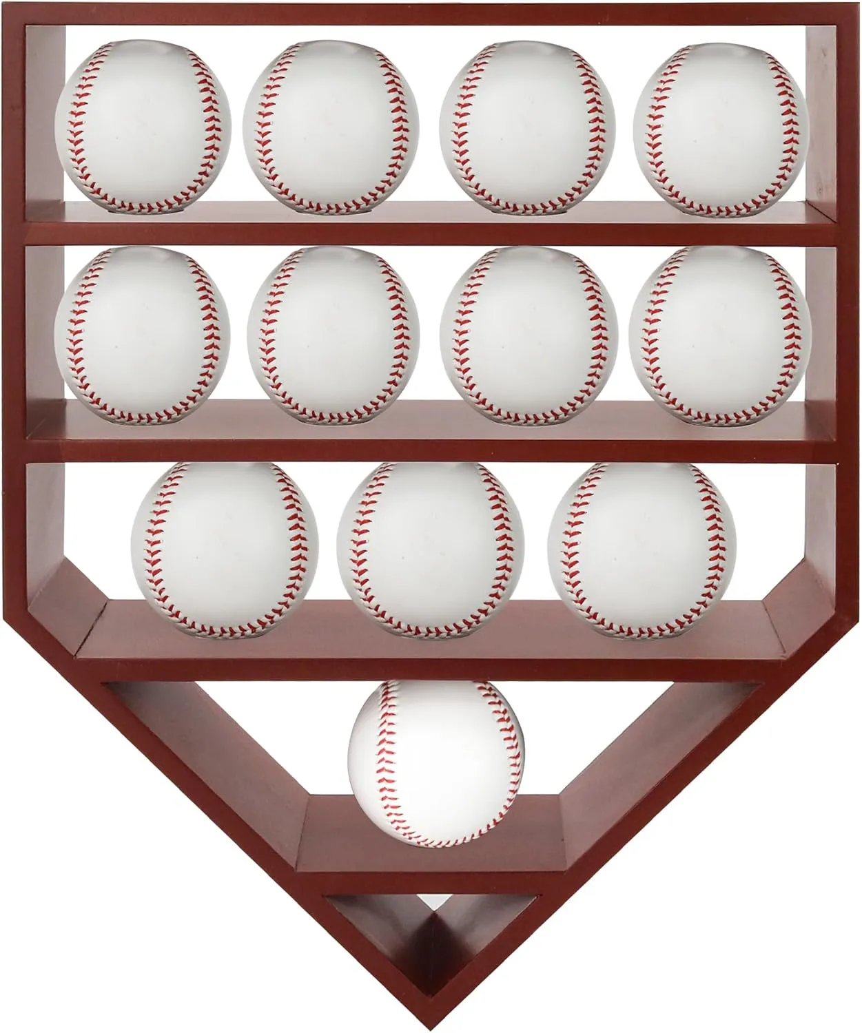Baseball Display Case & Holder for 12 Balls - Cherry Wooden Shelves | Autographed Baseball Collector Case, Sports Memorabilia Display