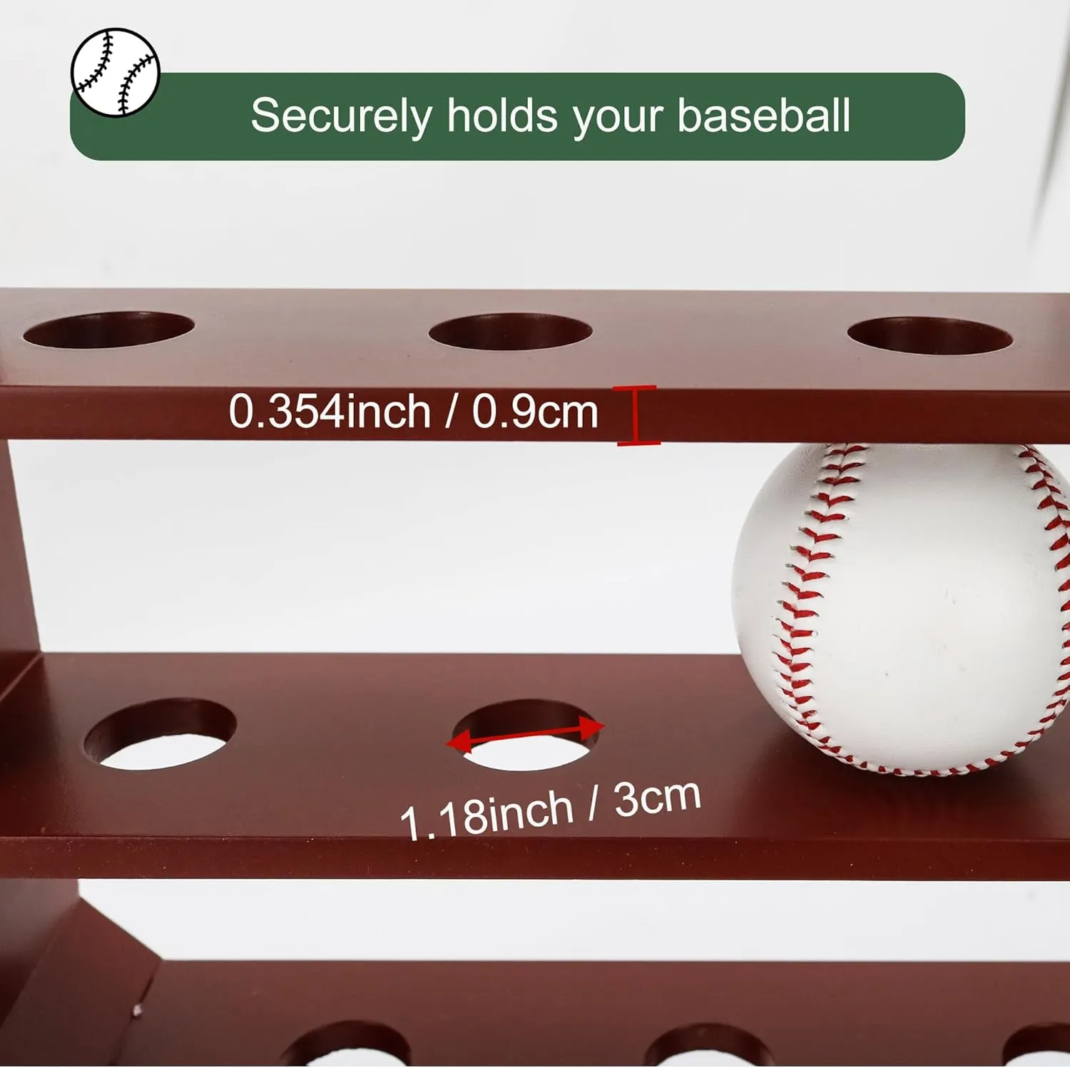 Baseball Display Case & Holder for 12 Balls - Cherry Wooden Shelves | Autographed Baseball Collector Case, Sports Memorabilia Display