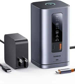 Baseus Docking Station with 100W Charger, Spacemate (Win) 11 in 1 Triple Display 4K HDMI/DP, 10Gbps USB A/C Data, Gigabit Ethernet, Audio, Laptop Docking Station for Dell/HP/Lenovo/Asus/Acer/Mac