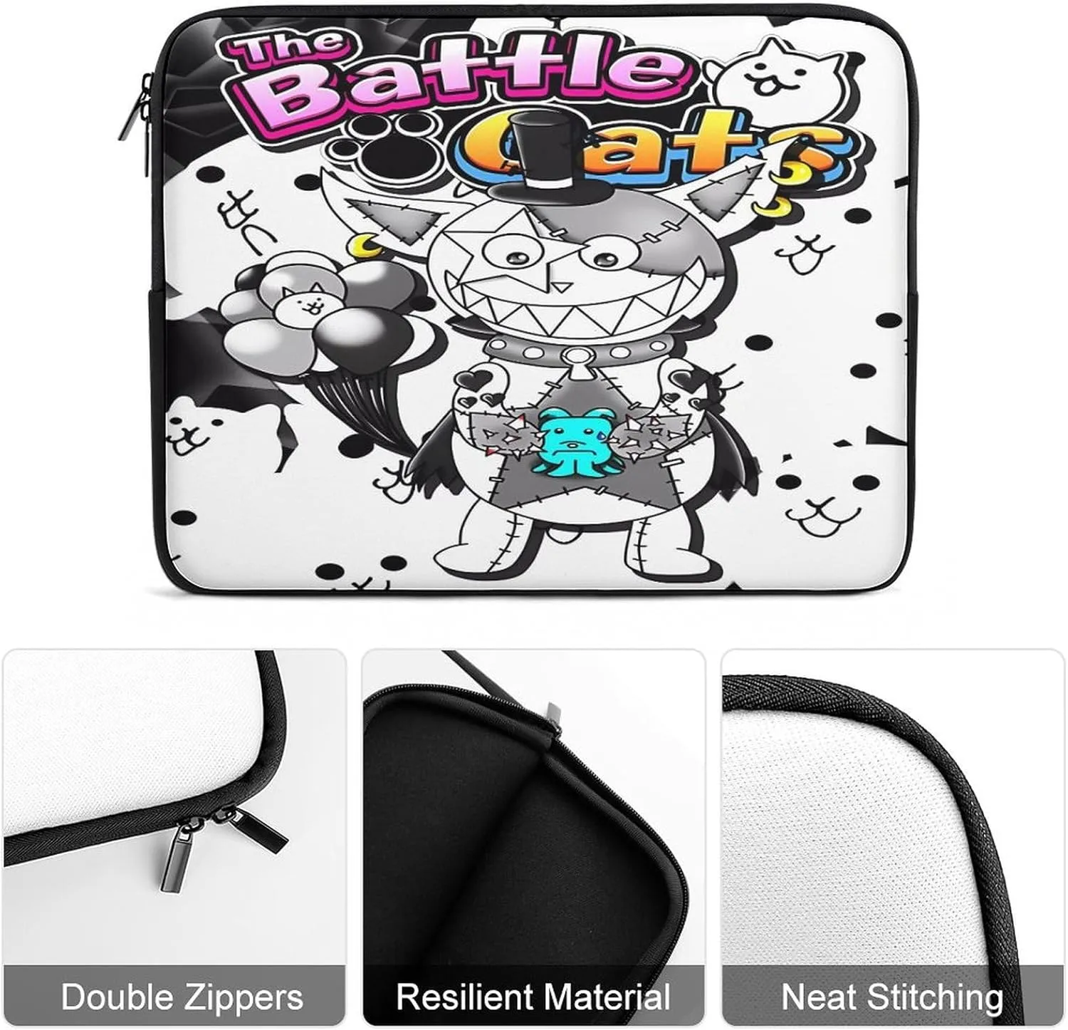 Battle-Cats Slim Laptop Bag - Lightweight And Water-Resistant Carrying Case with Handle