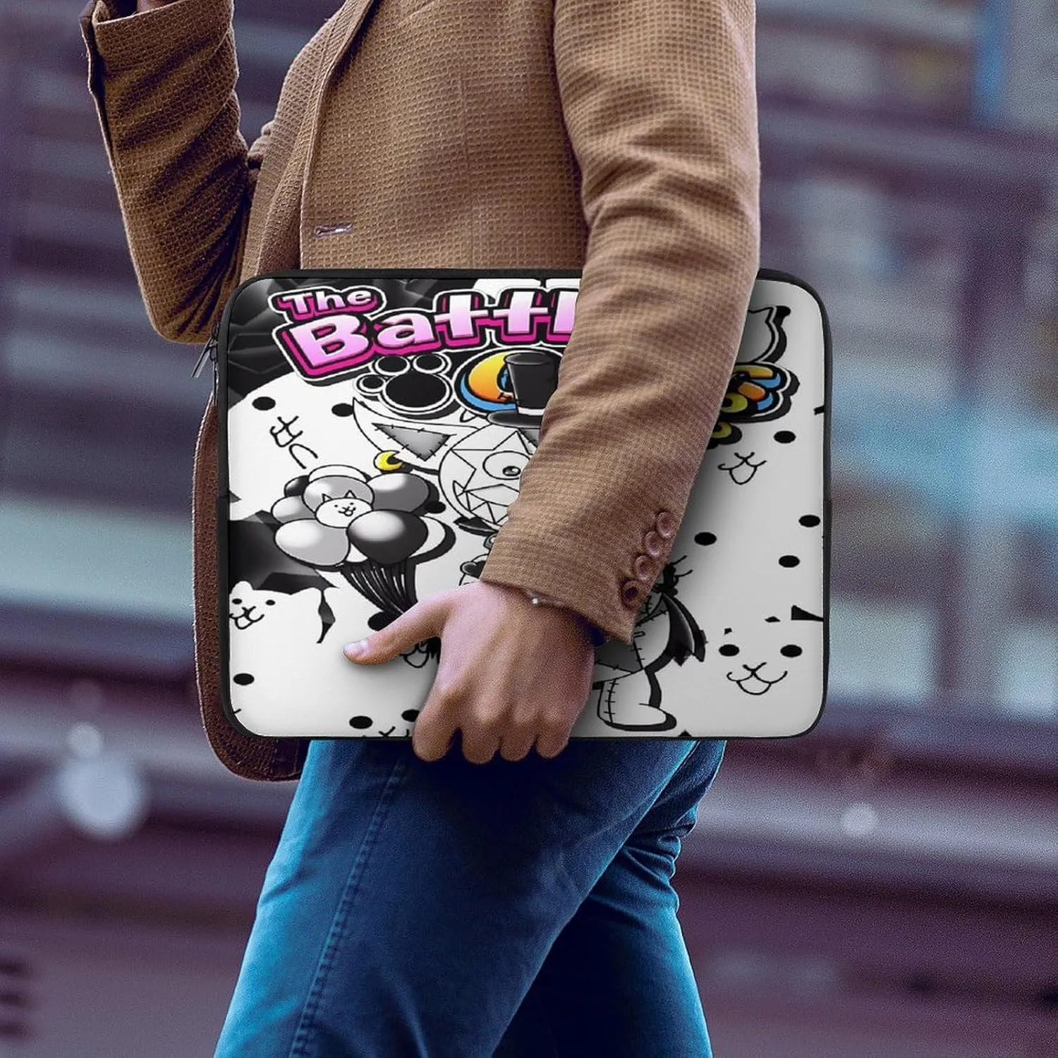Battle-Cats Slim Laptop Bag - Lightweight And Water-Resistant Carrying Case with Handle