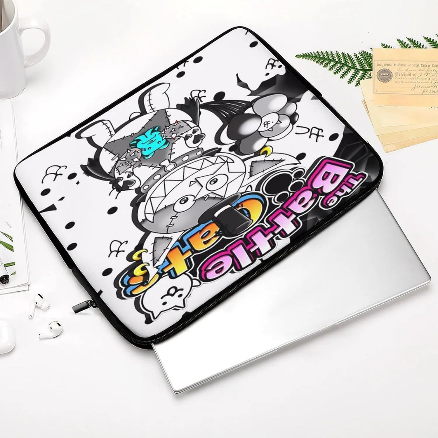 Battle-Cats Slim Laptop Bag - Lightweight And Water-Resistant Carrying Case with Handle