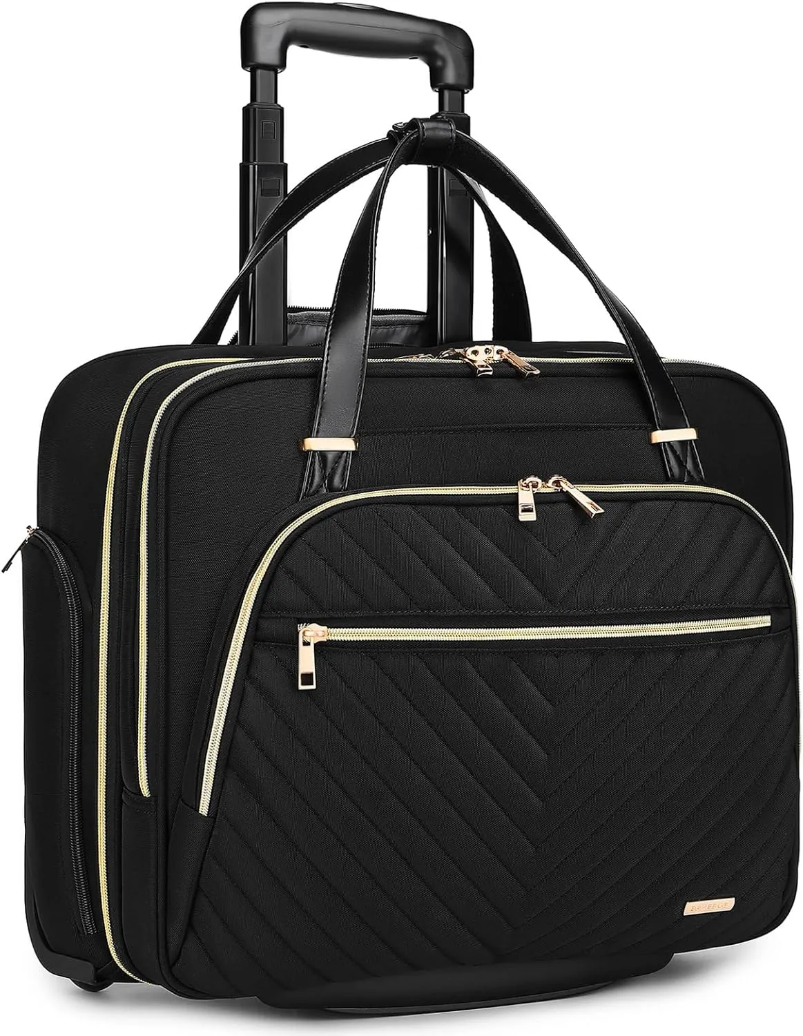 BAVERGE Rolling Laptop Bag for Women with Wheels, Rolling 15.6” Computer Briefcase Overnight Duffle bag for Women Carry on Travel Work Business