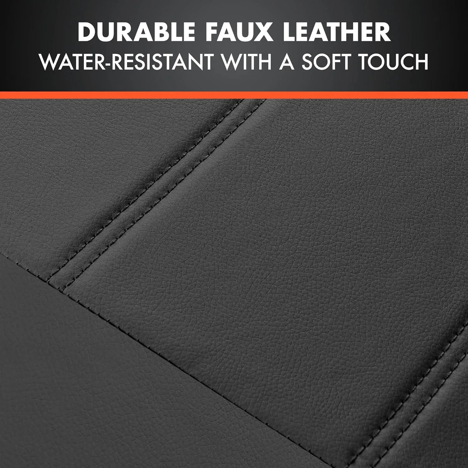 BDK 9-Piece Black Leather Car Seat Cover Full Set, Front Seat Cover and Rear Bench Seat Cover, Universal Fit Car Seat Covers for Cars Trucks SUVs Vans, Complete Full Coverage Protection for Vehicles