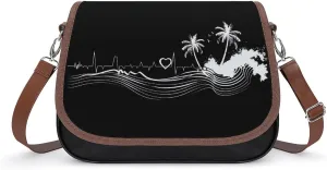 _Beach Heartbeat Women's Crossbody Bags PU Leather Shoulder Bag Handbag Purse Messenger Bag with Shoulder Strap