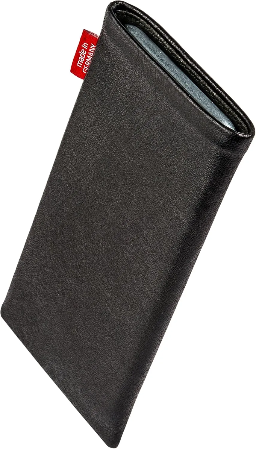 Beat Black Custom Tailored Sleeve for Mobistel Cynus T7. Fine Nappa Leather Pouch with Integrated Microfibre Lining for Display Cleaning