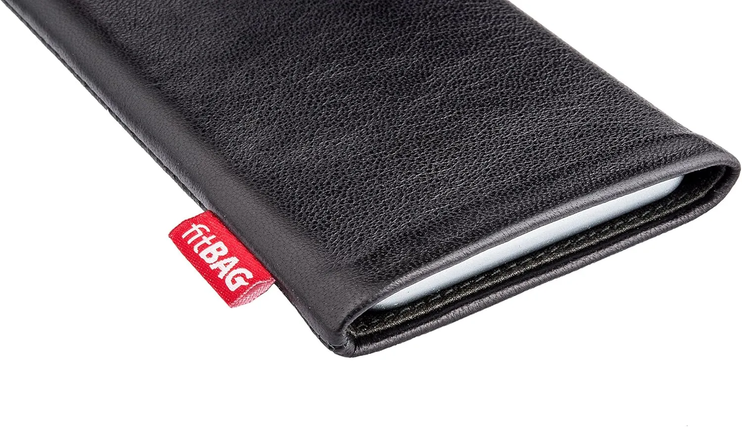Beat Black Custom Tailored Sleeve for Mobistel Cynus T7. Fine Nappa Leather Pouch with Integrated Microfibre Lining for Display Cleaning