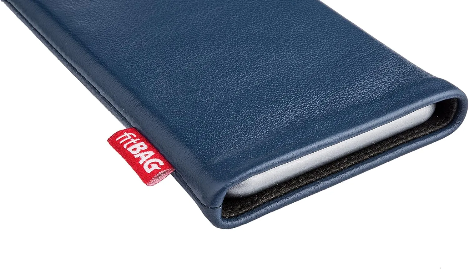 Beat Blue Custom Tailored Sleeve for Mobistel Cynus E4. Fine Nappa Leather Pouch with Integrated Microfibre Lining for Display Cleaning