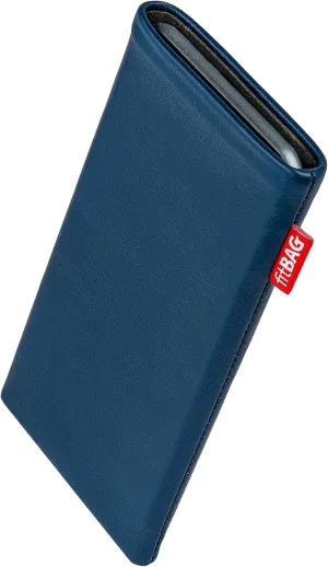 Beat Blue Custom Tailored Sleeve for Mobistel Cynus E4. Fine Nappa Leather Pouch with Integrated Microfibre Lining for Display Cleaning