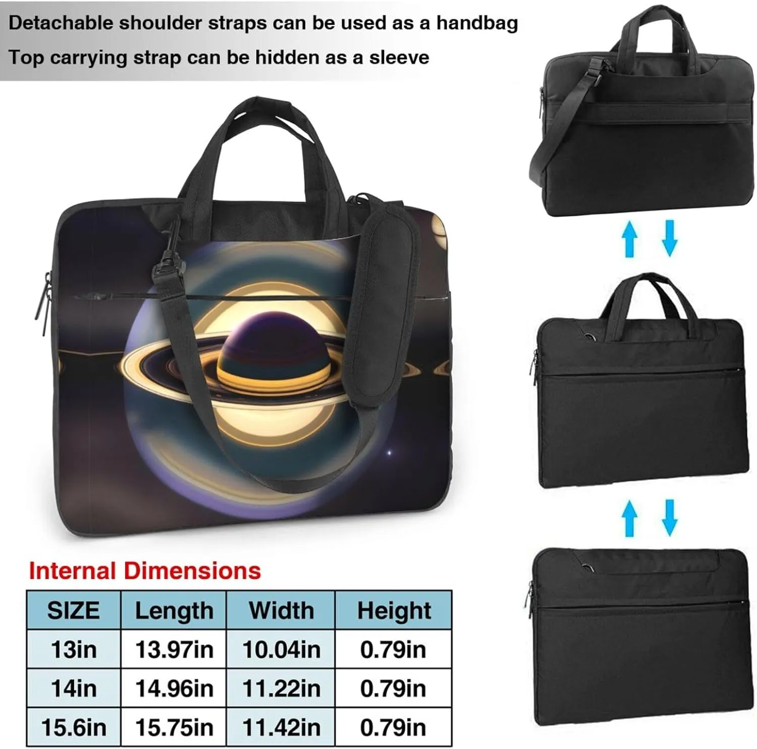 Beautiful Saturn Prints Laptop Bag - with Soft Interior, Multiple Pockets - Ideal for Men, Travel and Business