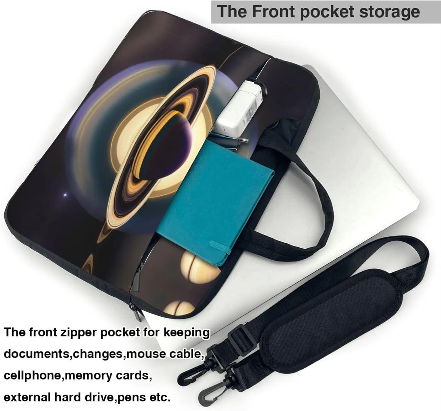 Beautiful Saturn Prints Laptop Bag - with Soft Interior, Multiple Pockets - Ideal for Men, Travel and Business