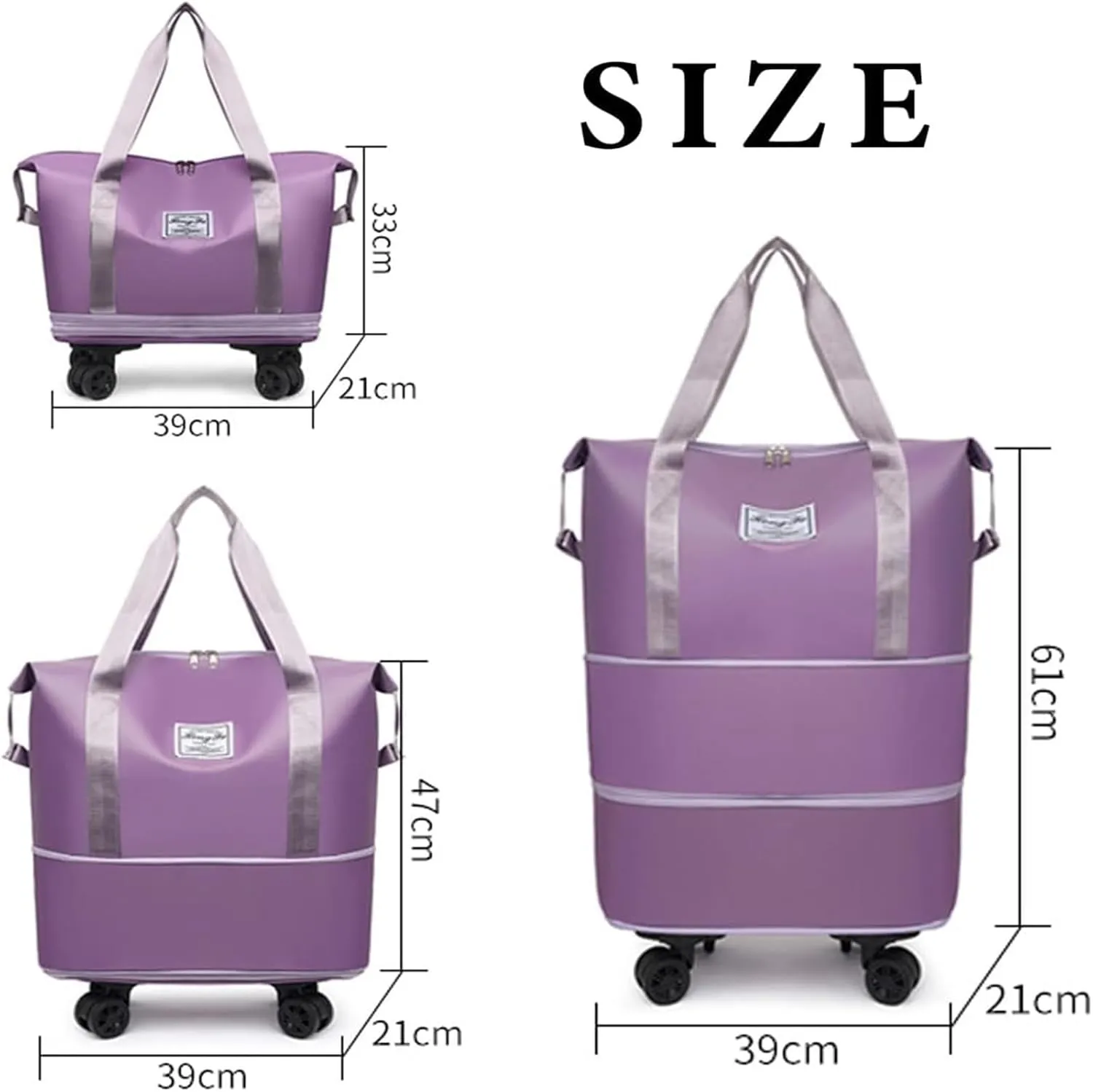 Beente Travel Bag With Wheels, 2025 New Large Capacity Travel Bag - Universal Wheel Removable, Expandable and Foldable, Suitable for Business or Vacation (Black,One size)