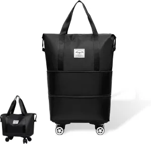 Beente Travel Bag With Wheels, 2025 New Large Capacity Travel Bag - Universal Wheel Removable, Expandable and Foldable, Suitable for Business or Vacation (Black,One size)