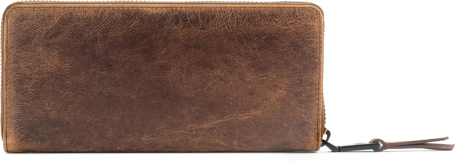 BERLINER BAGS Vintage Genuine Leather Wallet Palma, RFID Blocking Credit Card Holder, Slim Womens Wallet, Zip Around Wallet for 14 Cards, Bills, Coins, ID Window - Brown