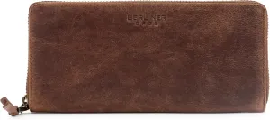 BERLINER BAGS Vintage Genuine Leather Wallet Palma, RFID Blocking Credit Card Holder, Slim Womens Wallet, Zip Around Wallet for 14 Cards, Bills, Coins, ID Window - Brown