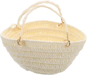 BESTonZON Miniature Straw Bag for Dollhouses Handwoven Shoulder Bag for Girls' Dolls Decorative Portable Doll Accessories