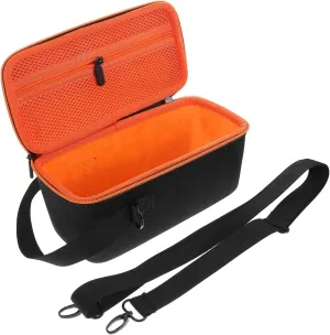 BESTonZON Speaker Storage Case Travel Carry Case Fabric Metal Portable Speaker Organizer Shoulder Strap