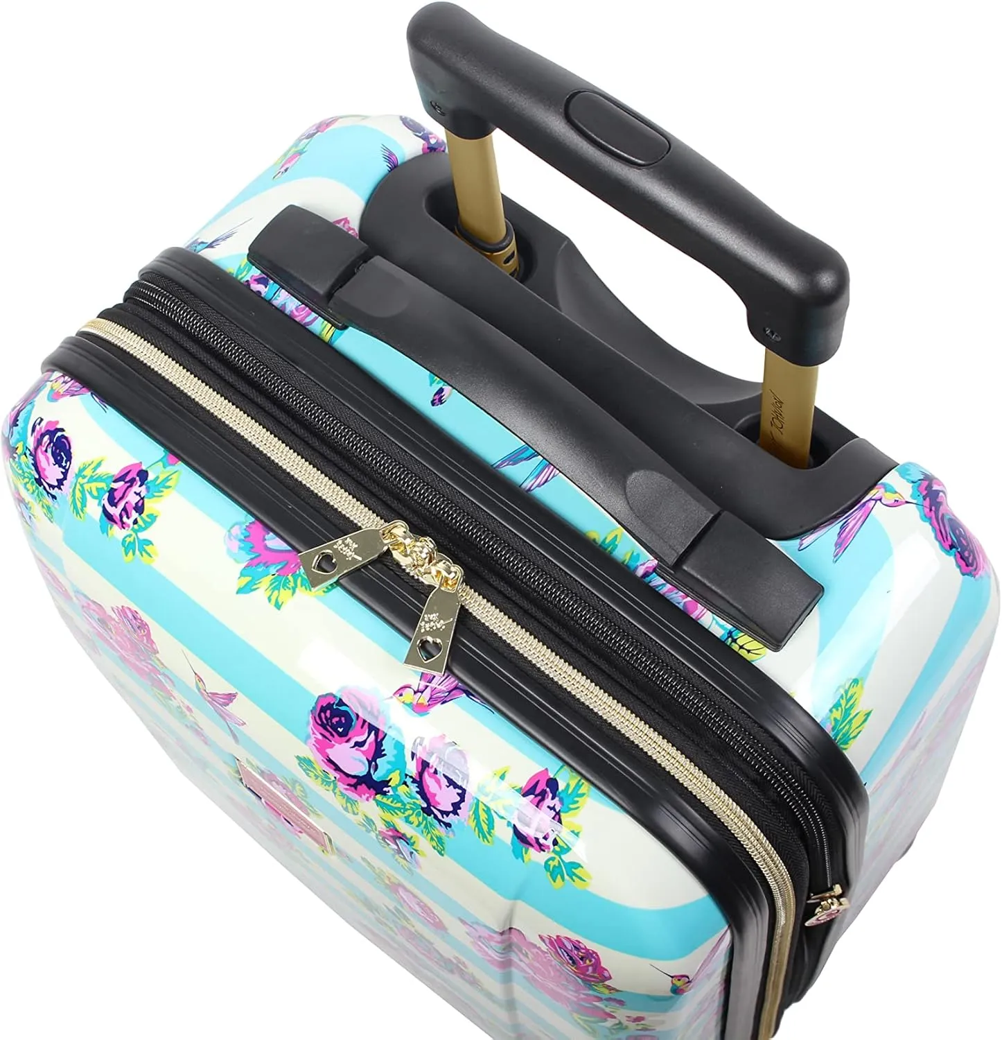 Betsey Johnson Designer Underseat Luggage Collection - 15 Inch Hardside Carry On Suitcase for Women- Lightweight Under Seat Bag with 2-Rolling Wheels
