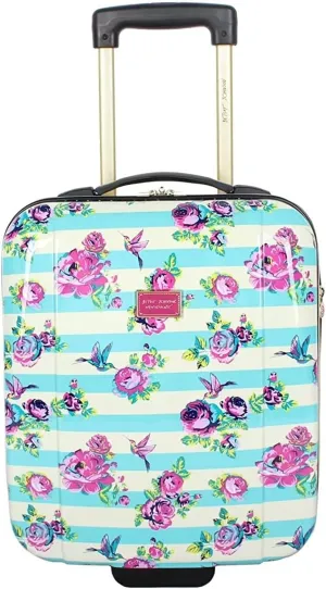 Betsey Johnson Designer Underseat Luggage Collection - 15 Inch Hardside Carry On Suitcase for Women- Lightweight Under Seat Bag with 2-Rolling Wheels