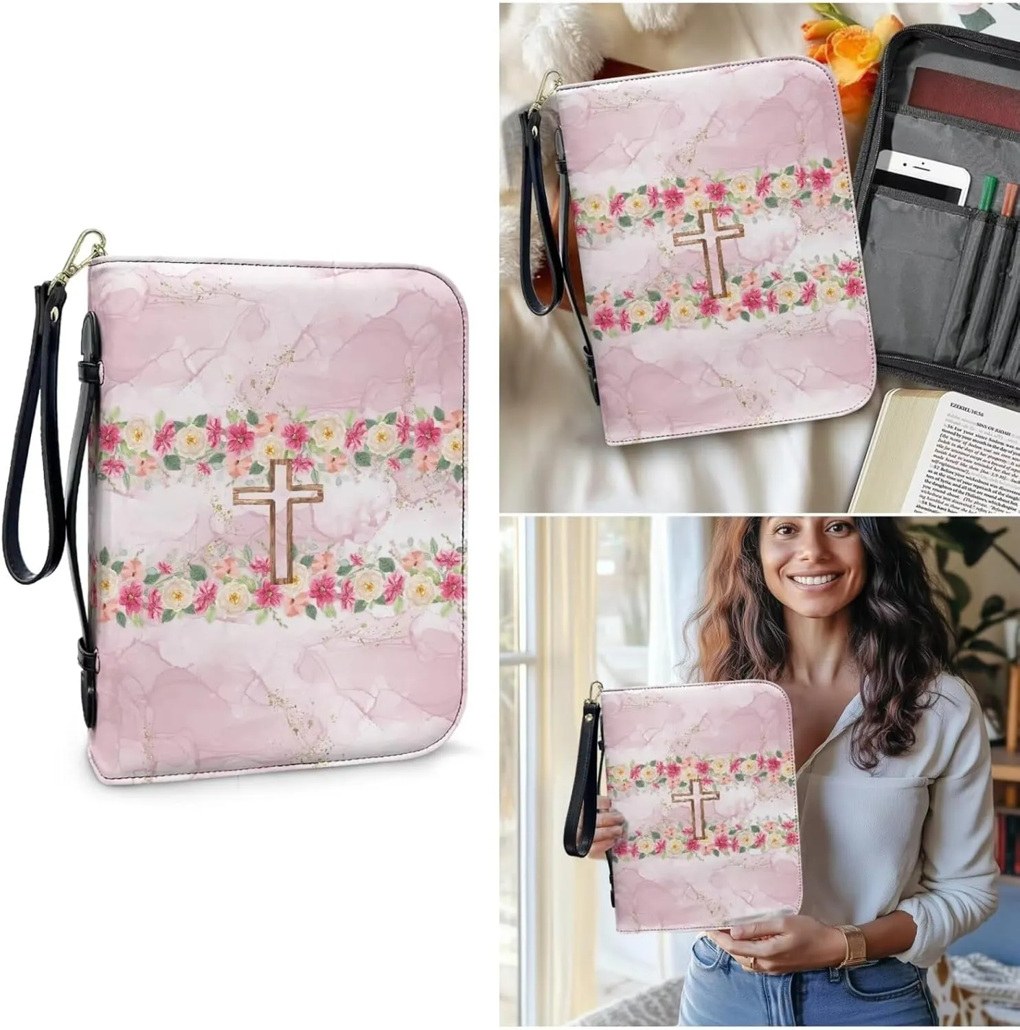 Bible Bags for Women Girls Bible Cover Case with Bookmarks for Men Church Book Handbag for Bible Study