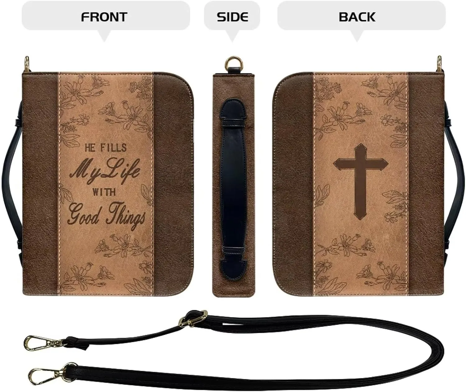 Bible Covers Case for Women, Large Womens Bible Cases, Waterproof Portable Bible Book Cover with Strap for Church