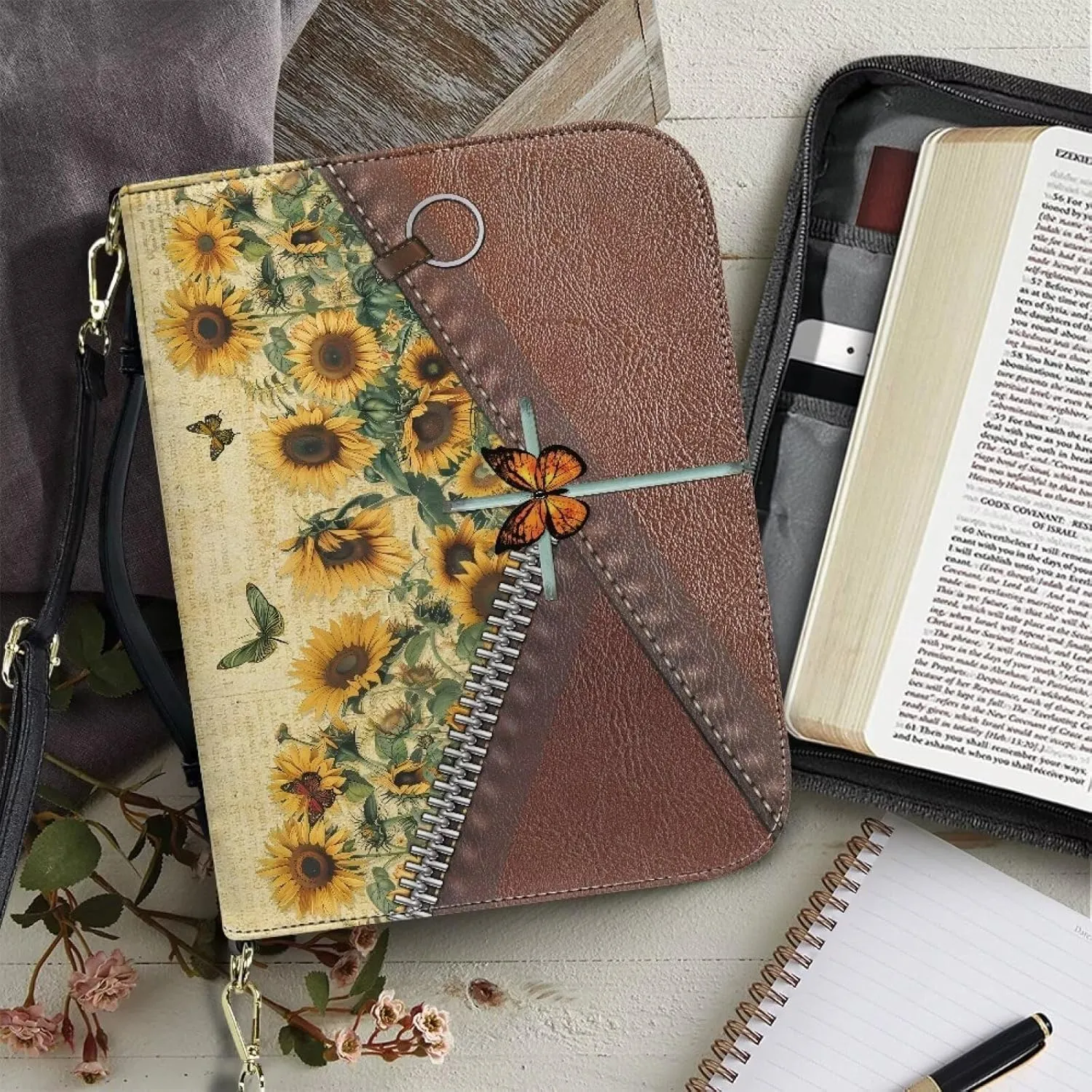 Bible Covers Case for Women, Large Womens Bible Cases, Waterproof Portable Bible Book Cover with Strap for Church