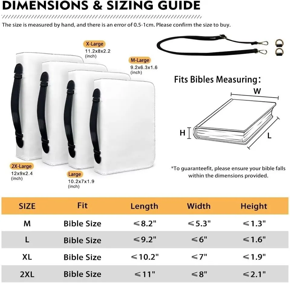 Bible Covers Case for Women, Large Womens Bible Cases, Waterproof Portable Bible Book Cover with Strap for Church