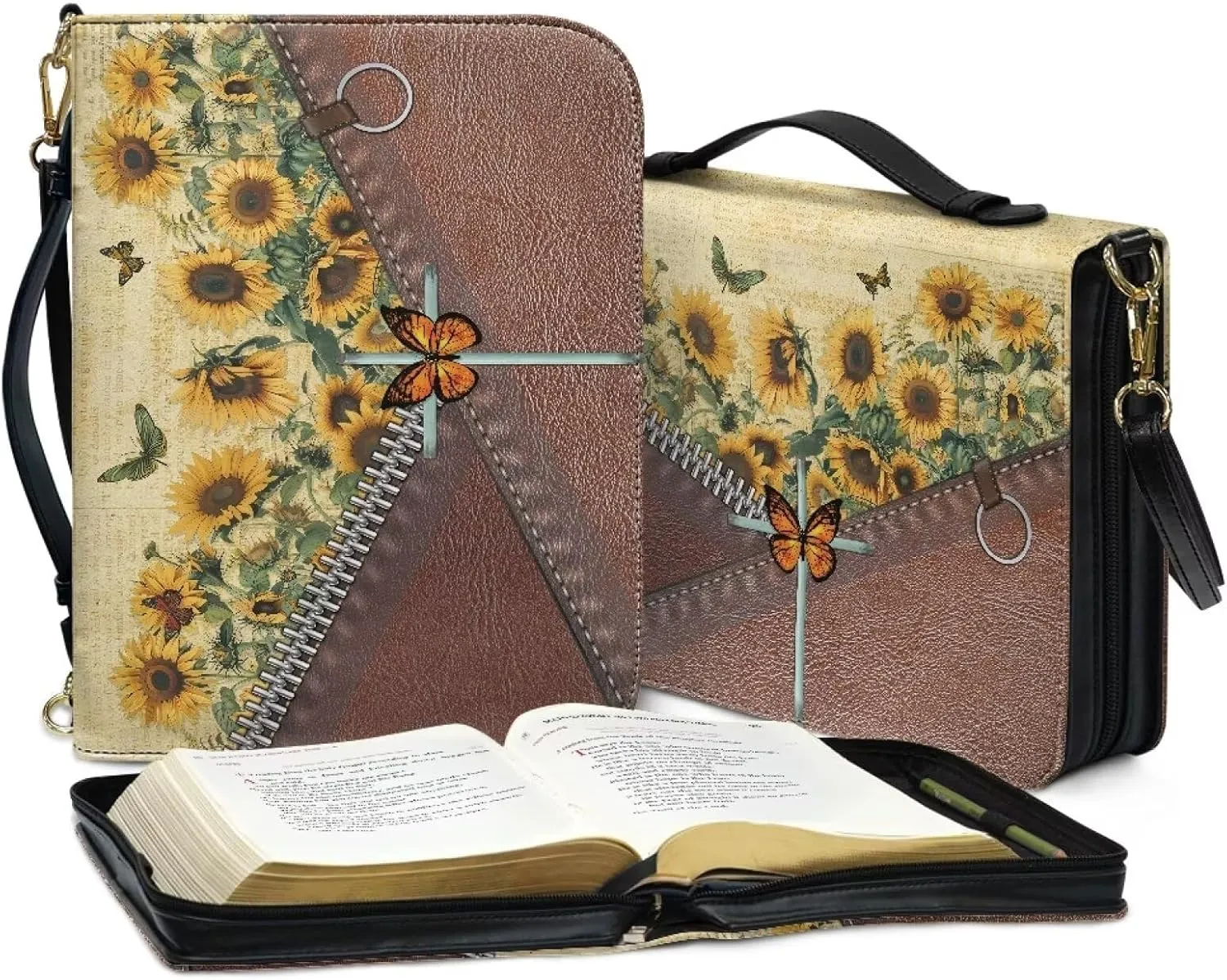 Bible Covers Case for Women, Large Womens Bible Cases, Waterproof Portable Bible Book Cover with Strap for Church
