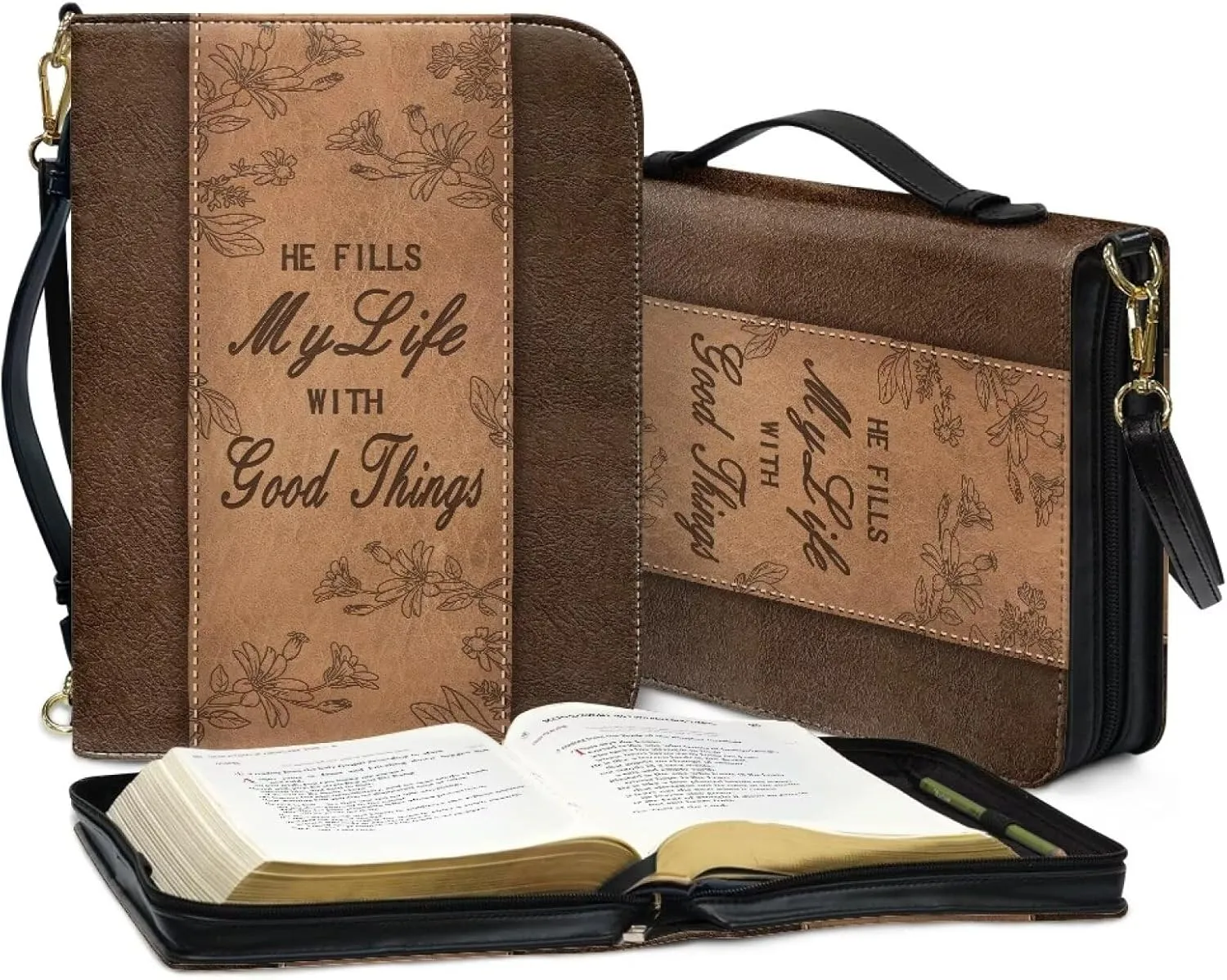 Bible Covers Case for Women, Large Womens Bible Cases, Waterproof Portable Bible Book Cover with Strap for Church